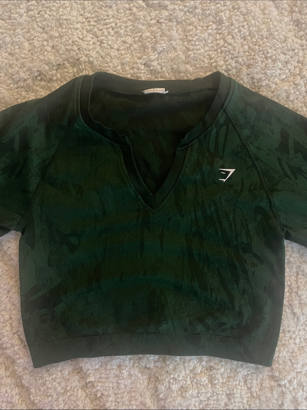Gymshark Adapt Camo Seamless Long Sleeve Crop Top Green